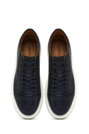 Men's Navy Blue Lace-up Thick-Sole Leather Sneaker | Derimod