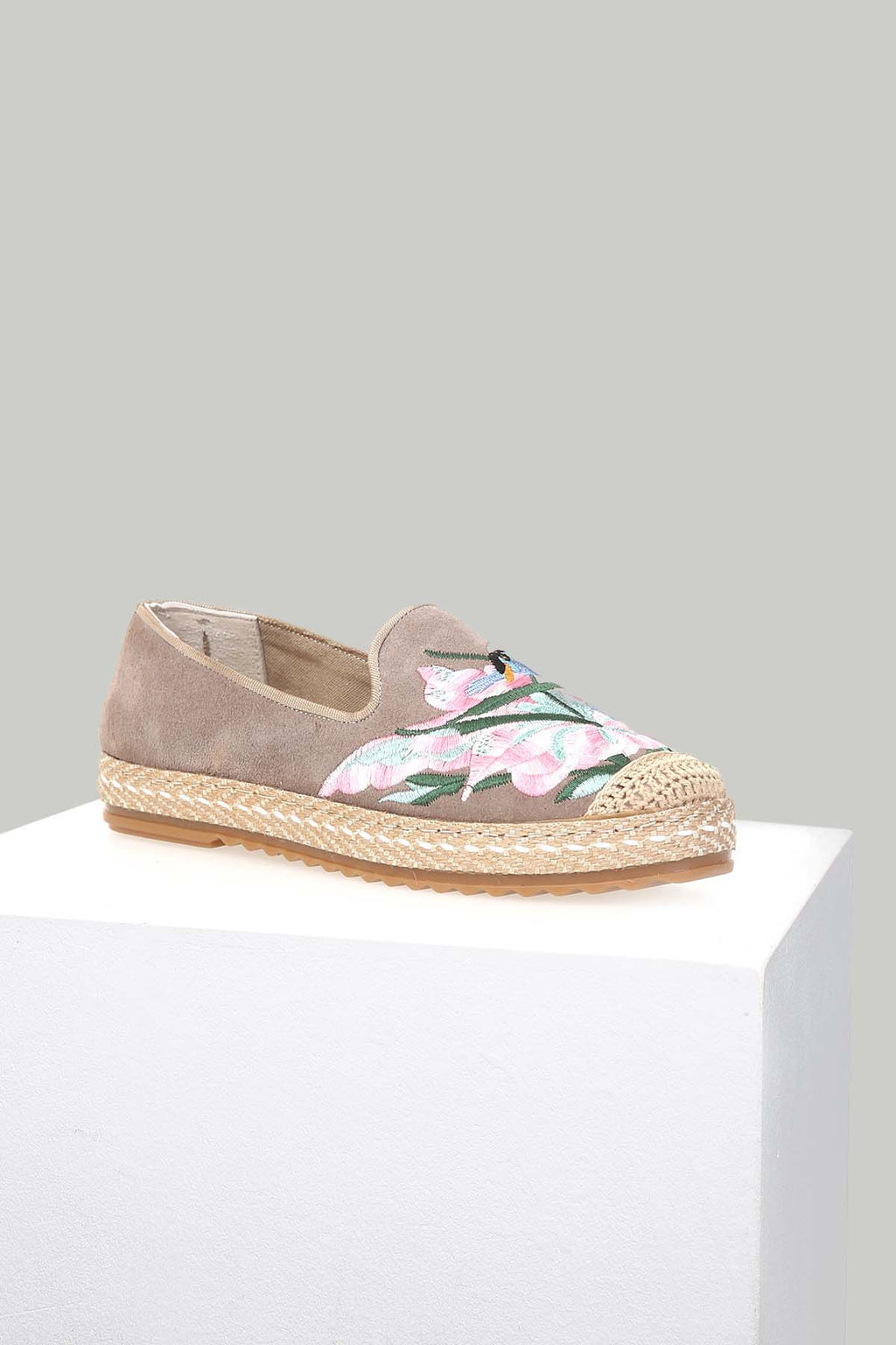 Nakışlı Bej Kadın Espadril