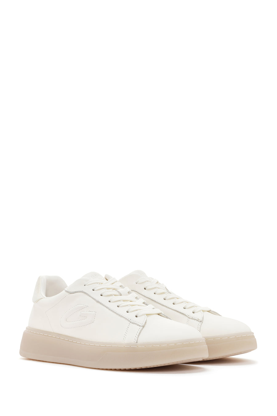 Alberto Guardiani Erkek Beyaz New Era Bağcıklı Deri Sneaker