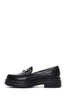 Women's Black Leather Masculine Loafer | Derimod