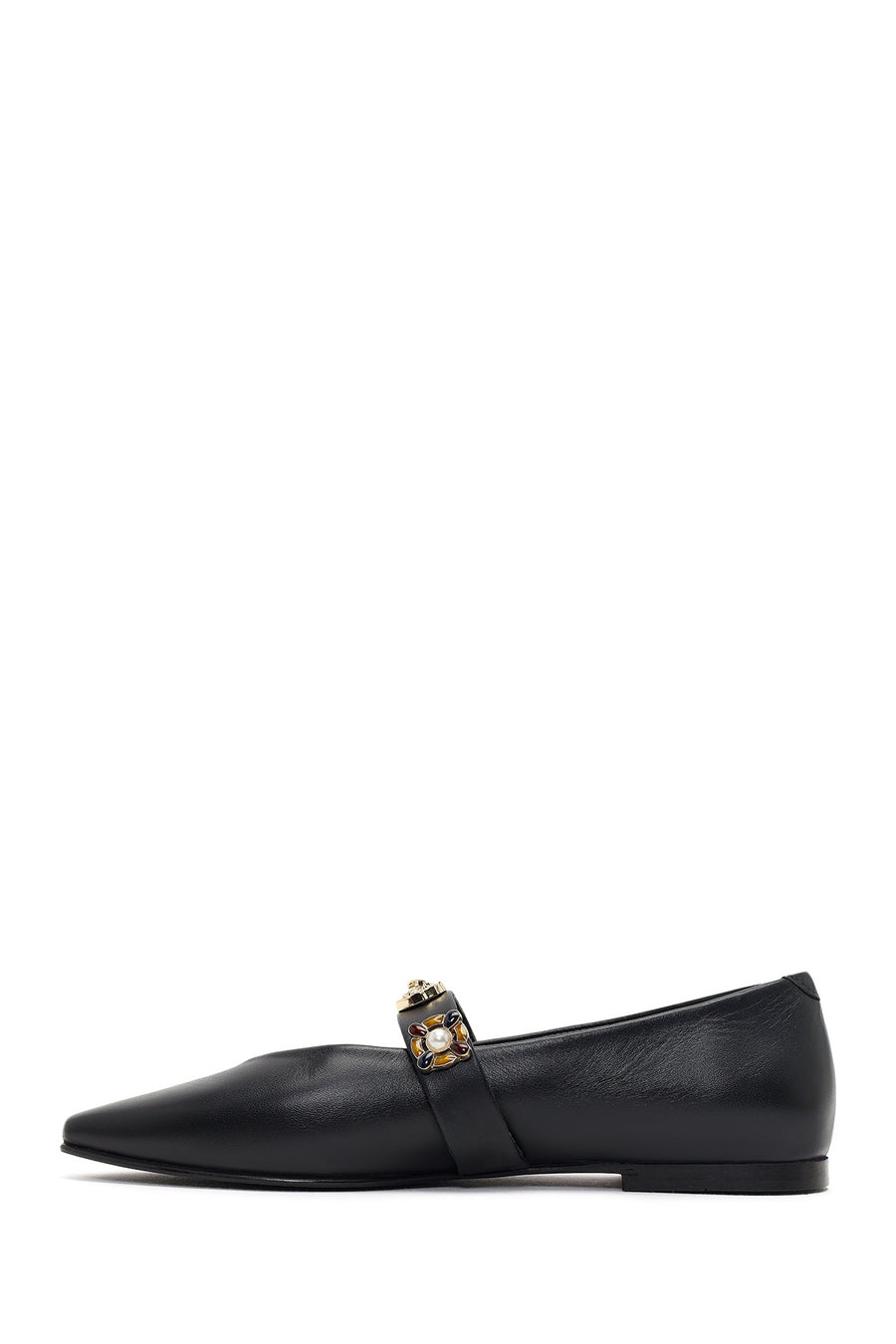 Women's Black Stone Leather Ballerinas