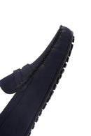 Men's Navy Blue Nubuck Leather Casual Loafer | Derimod