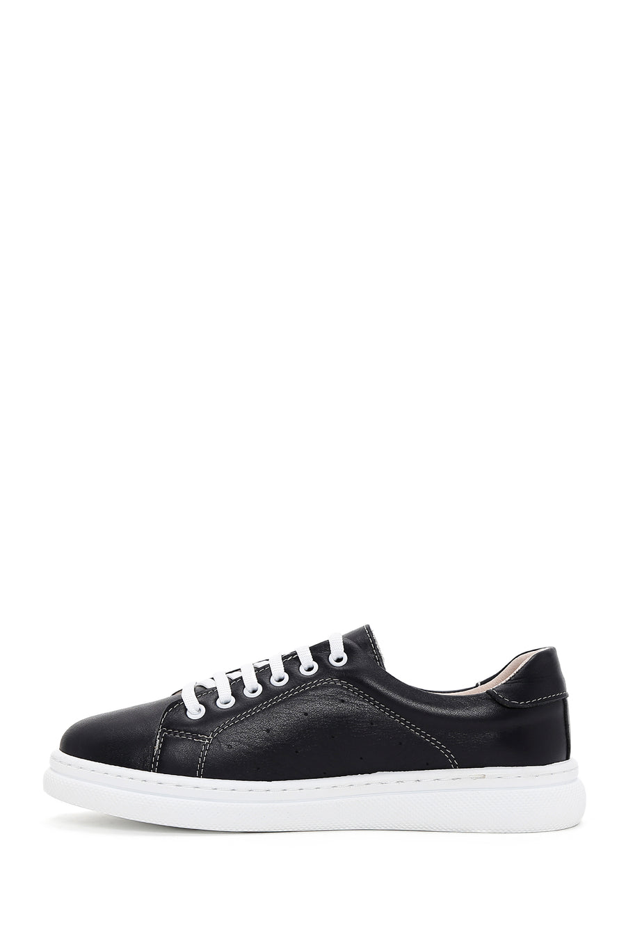 Women's Black Lace-Up Leather Sport Shoe