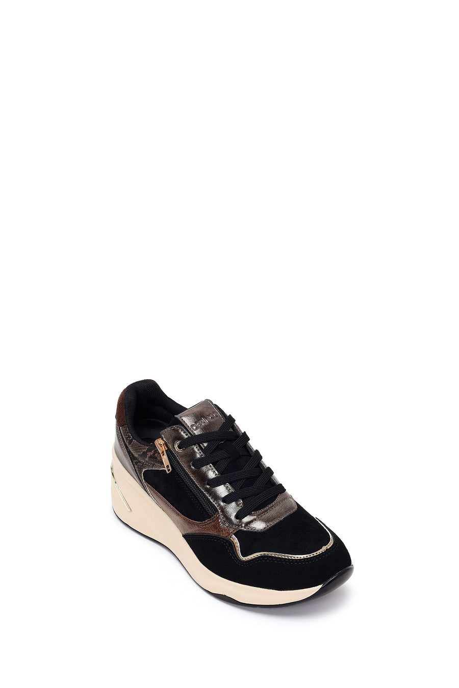 Kadın Siyah Bağcıklı Dolgu Topuklu Sneaker