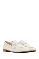 Women's Cream Leather Masculine Loafer | Derimod