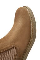 Women's Beige Leather Chelsea Flat Boots | Derimod