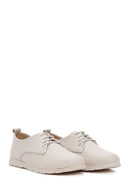 Women's Beige Lace-Up Leather Comfort Shoes | Derimod