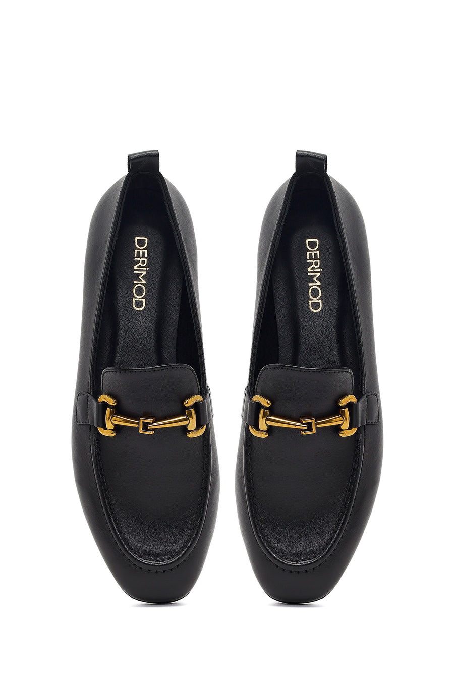 Women's Black Buckle Leather Loafer