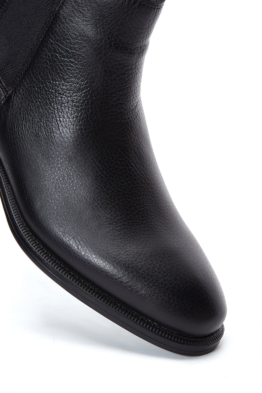 Men's Black Leather Chelsea Flat Boots