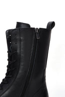 Women's Black Thick Soled Leather Boots | Derimod