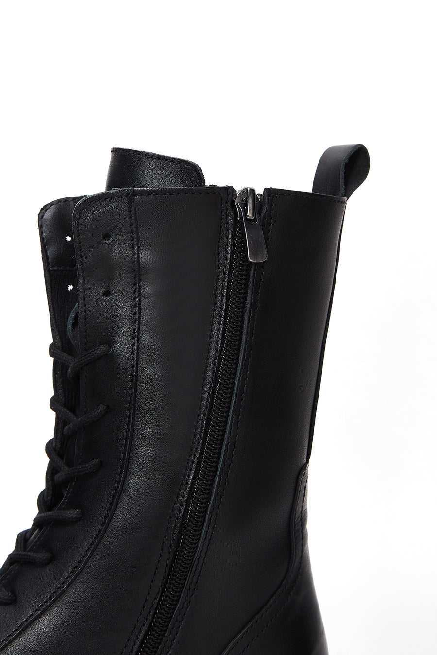 Women's Black Thick Soled Leather Boots