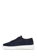 Men's Navy Blue Suede Leather Thick Soled Sneaker | Derimod