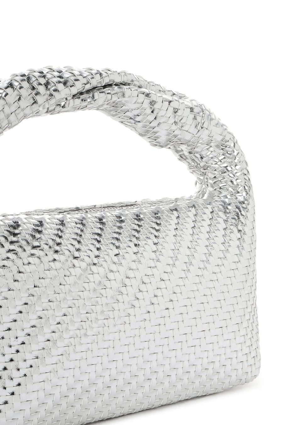 Women's Silver Long Strap Braided Mini Handbag
