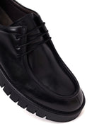 Male Black Lace-Up Thick-Soled Leather Casual Shoes | Derimod
