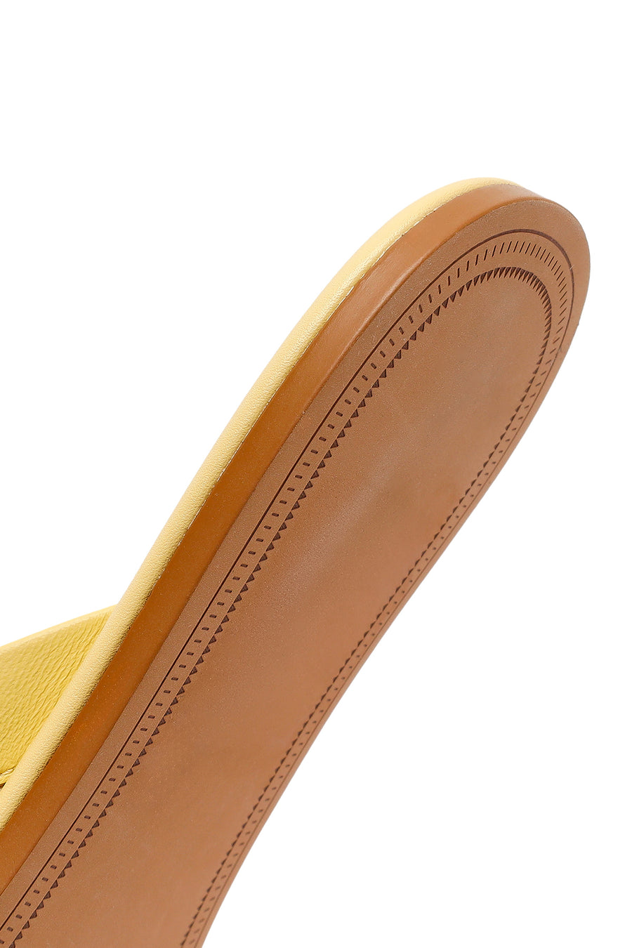 Woman Yellow Leather Toe-Post Slippers