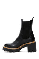 Women's Black Leather Heeled Chelsea Boots | Derimod