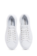 Women's White Leather Quilted Thick Soled Sneaker | Derimod