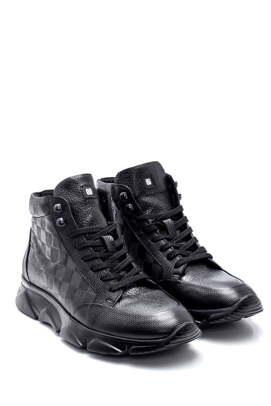 Men's Leather Square Patterned Boots