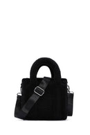 Women's Black Long Strap Plush Crossbody Bag | Derimod