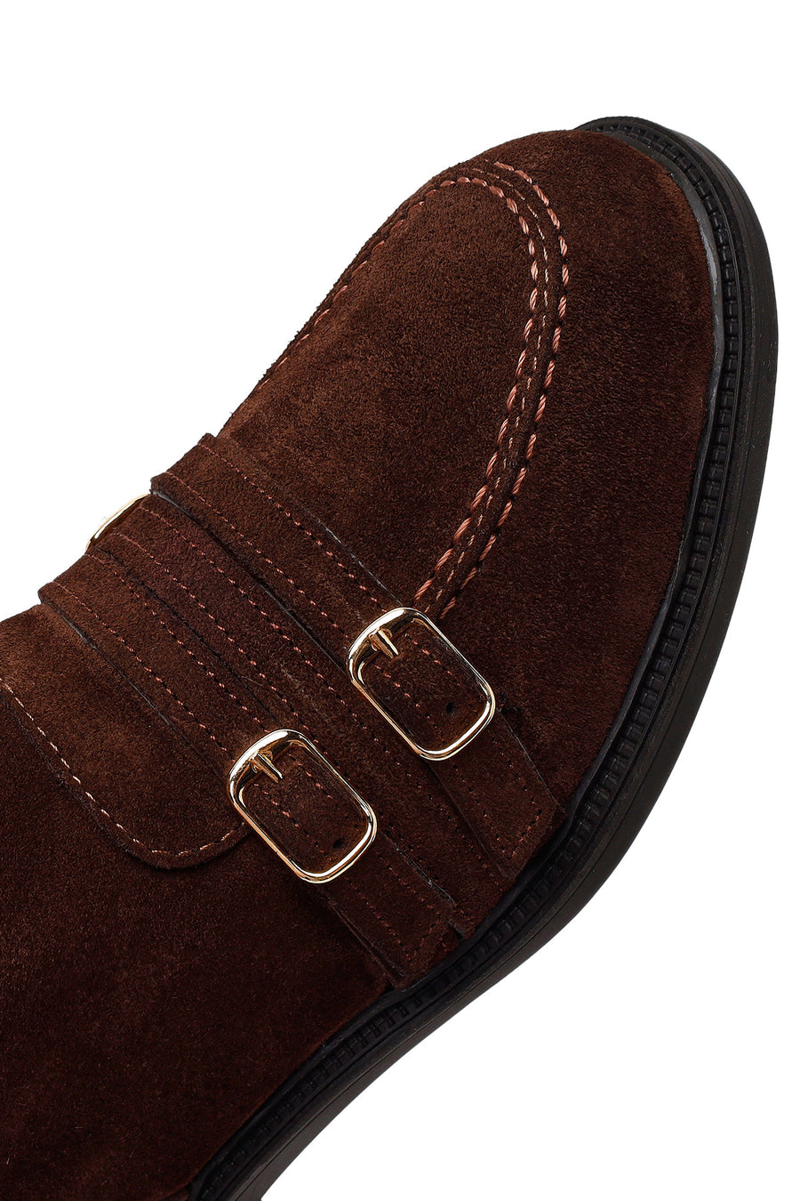 Woman Brown Buckled Suede Boots