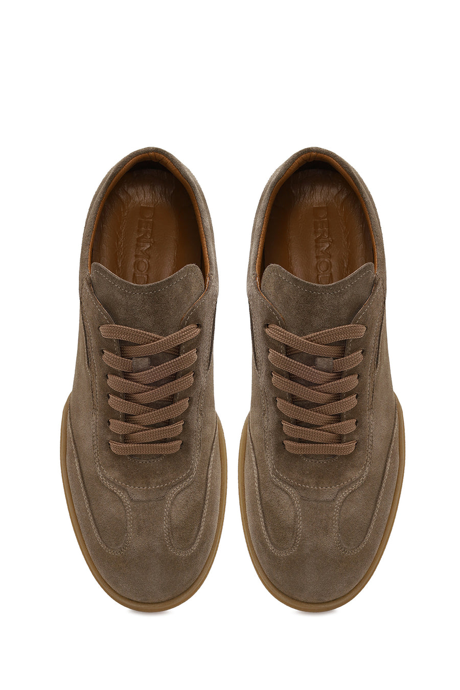 Erkek Bej Bağcıklı Süet Deri Sneaker