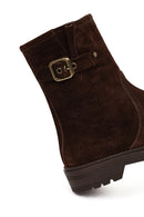 Women's Brown Suede Leather Boots | Derimod