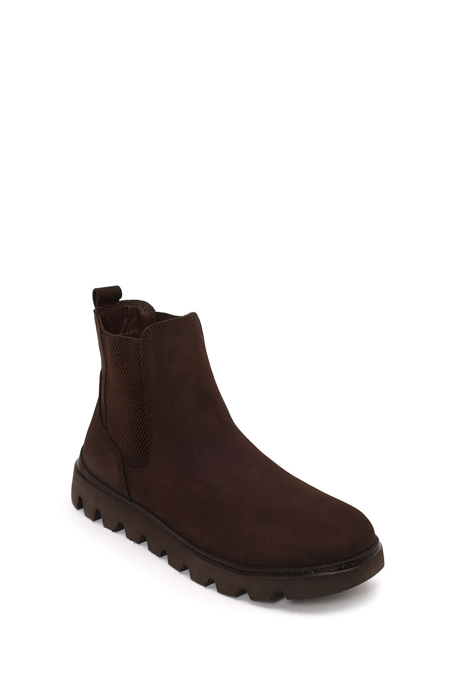 Male Brown Thick-Soled Nubuck Leather Chelsea Boots