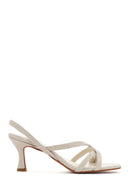 Women's White Strappy Thin Heel Leather Sandals | Derimod