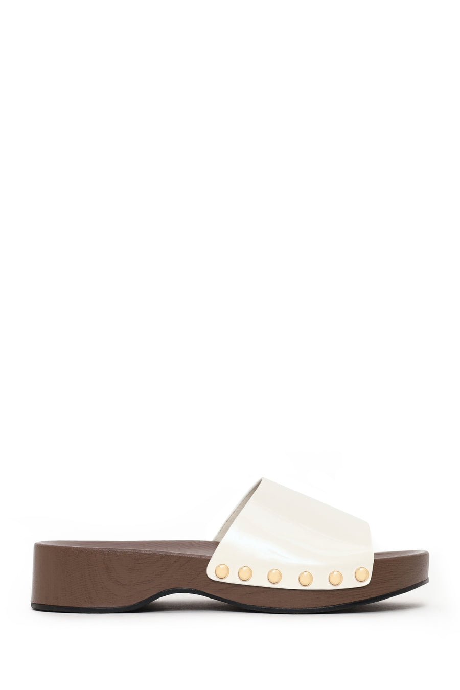 Woman Cream Thick-Soled Patent Leather Slipper 26SFE498016 | Derimod