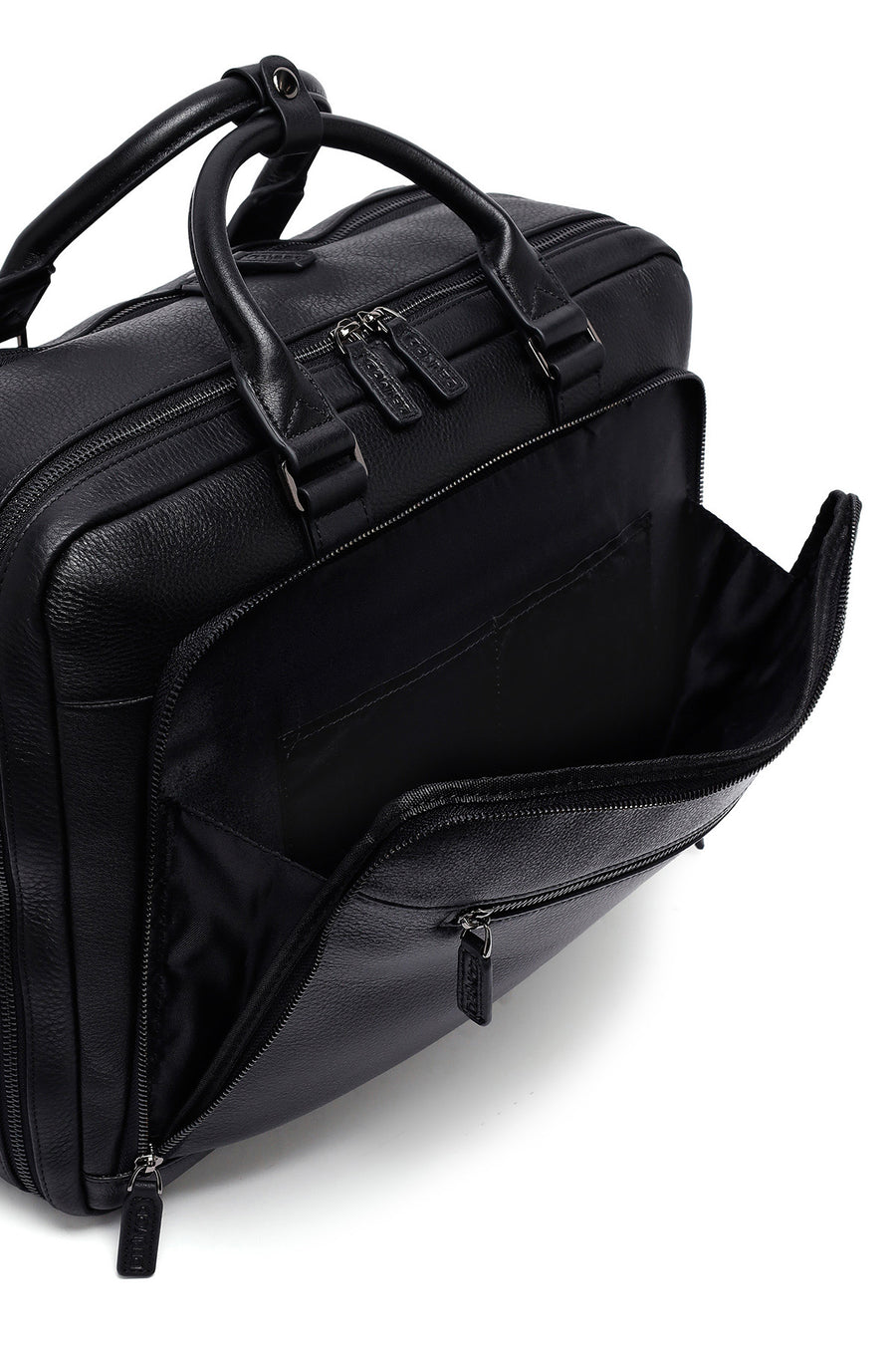 Men's Black Long Suspender Leather Briefcase
