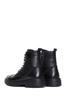 Men's Black Leather Zippered Boots | Derimod