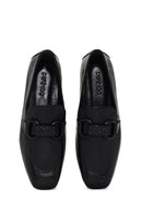 Women's Black Leather Masculine Loafer | Derimod