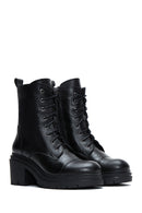 Women's Black Leather Heeled Boots | Derimod