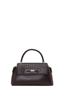 Woman Brown Long-Strap Croc-Pattern Classic Shoulder Bag | Derimod