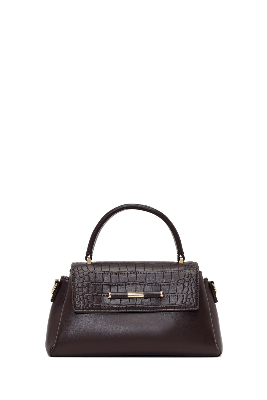 Woman Brown Long-Strap Croc-Pattern Classic Shoulder Bag