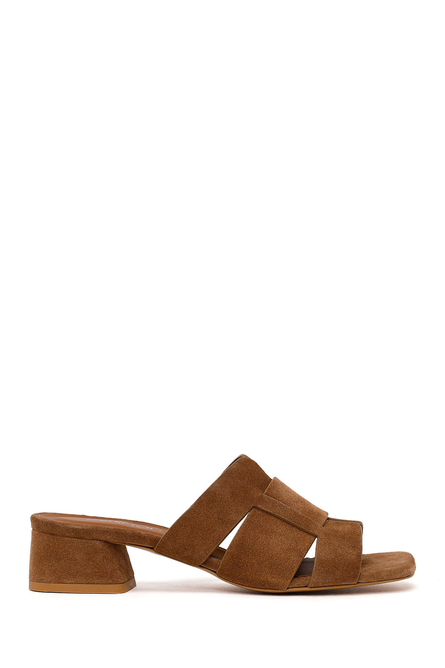 Woman Mink Thick-Heeled Suede Slipper 26SFD141210 | Derimod