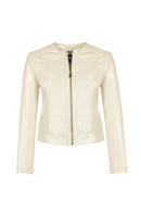 Adela Woman White Short Leather Jacket | Derimod