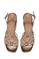 Kadın Bronz Taşlı İnce Topuklu Sandalet | Derimod