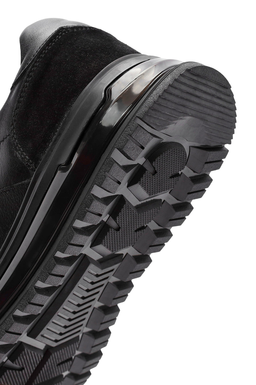 Erkek Siyah Bağcıklı Deri Sneaker