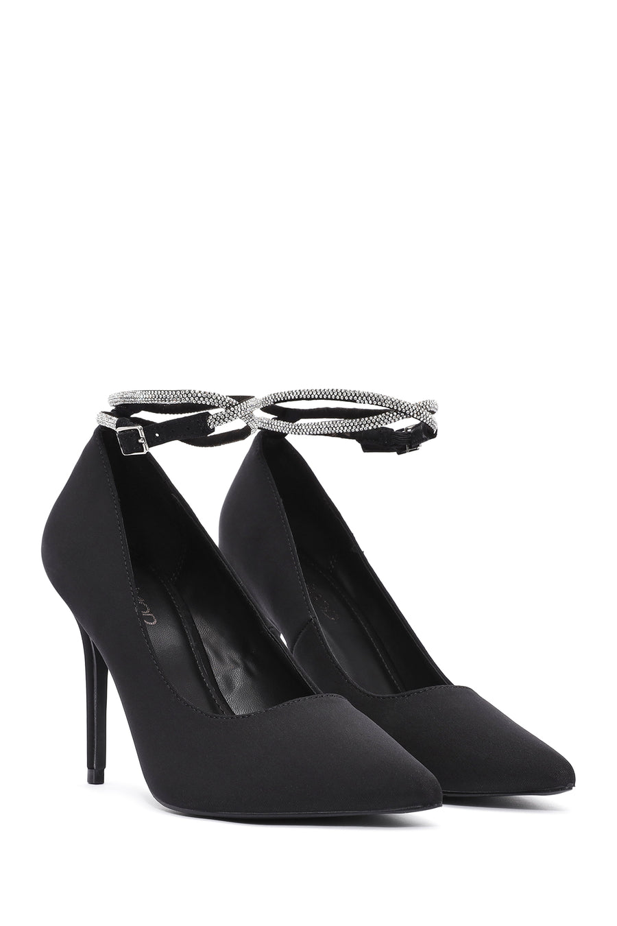 Women's Black Ankle Strap Stiletto Heel
