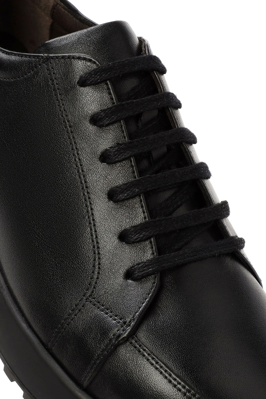 Men's Black Lace-Up Leather Sneakers