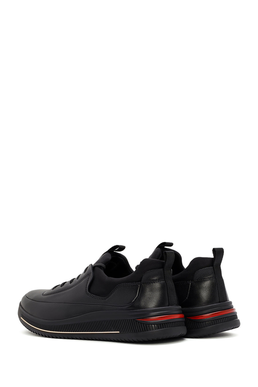 Men's Black Lace-up Leather Sneaker
