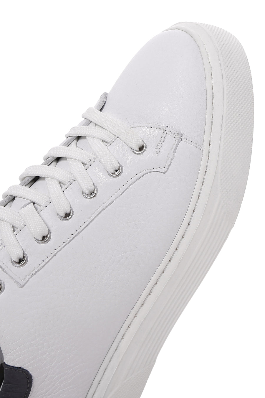 Men's White Lace-up Leather Sneaker