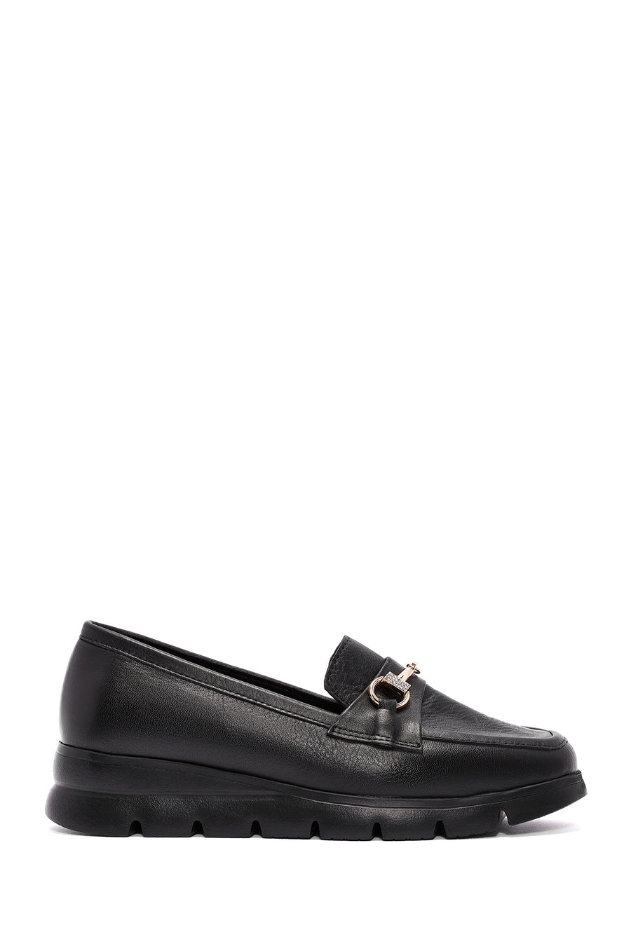 Kadın Siyah Toka Detaylı Deri Comfort Loafer AF170003DV | Derimod