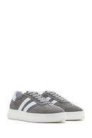 Women's Grey Lace-Up Chunky Sole Suede Leather Sneakers | Derimod