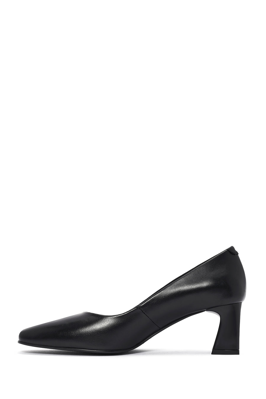 Women's Black Thick Low Heel Leather Stiletto