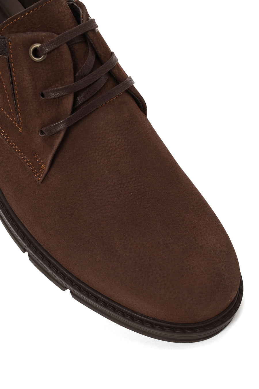 Male Brown Lace-up Nubuck Leather Casual Shoes