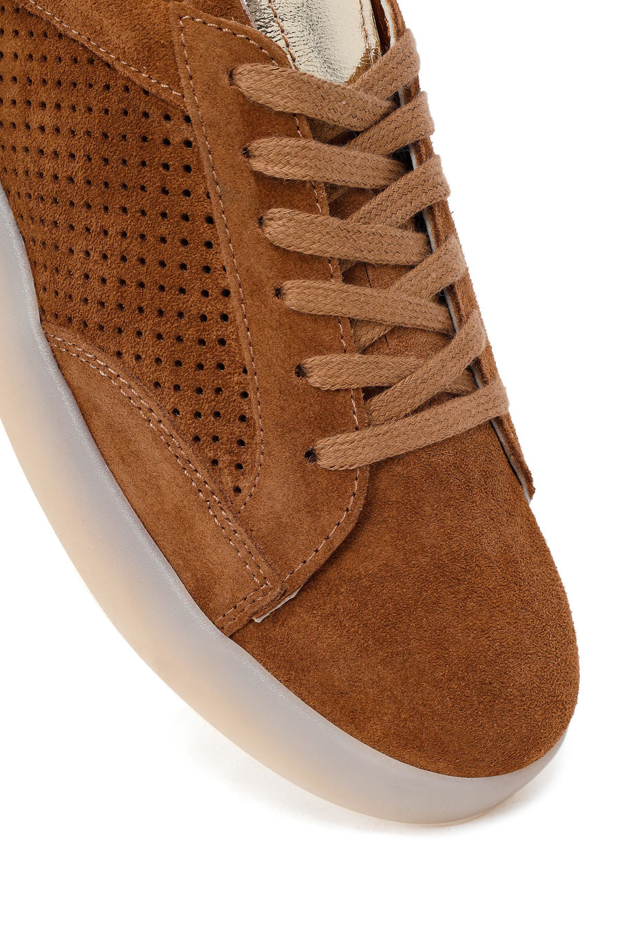 Kadın Taba Bağcıklı Süet Deri Sneaker