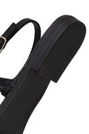 Woman Black Ankle-Buckle Embellished Toe-Post Sandal | Derimod