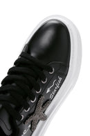 Women's Black Stone Thick Soled Sneaker | Derimod